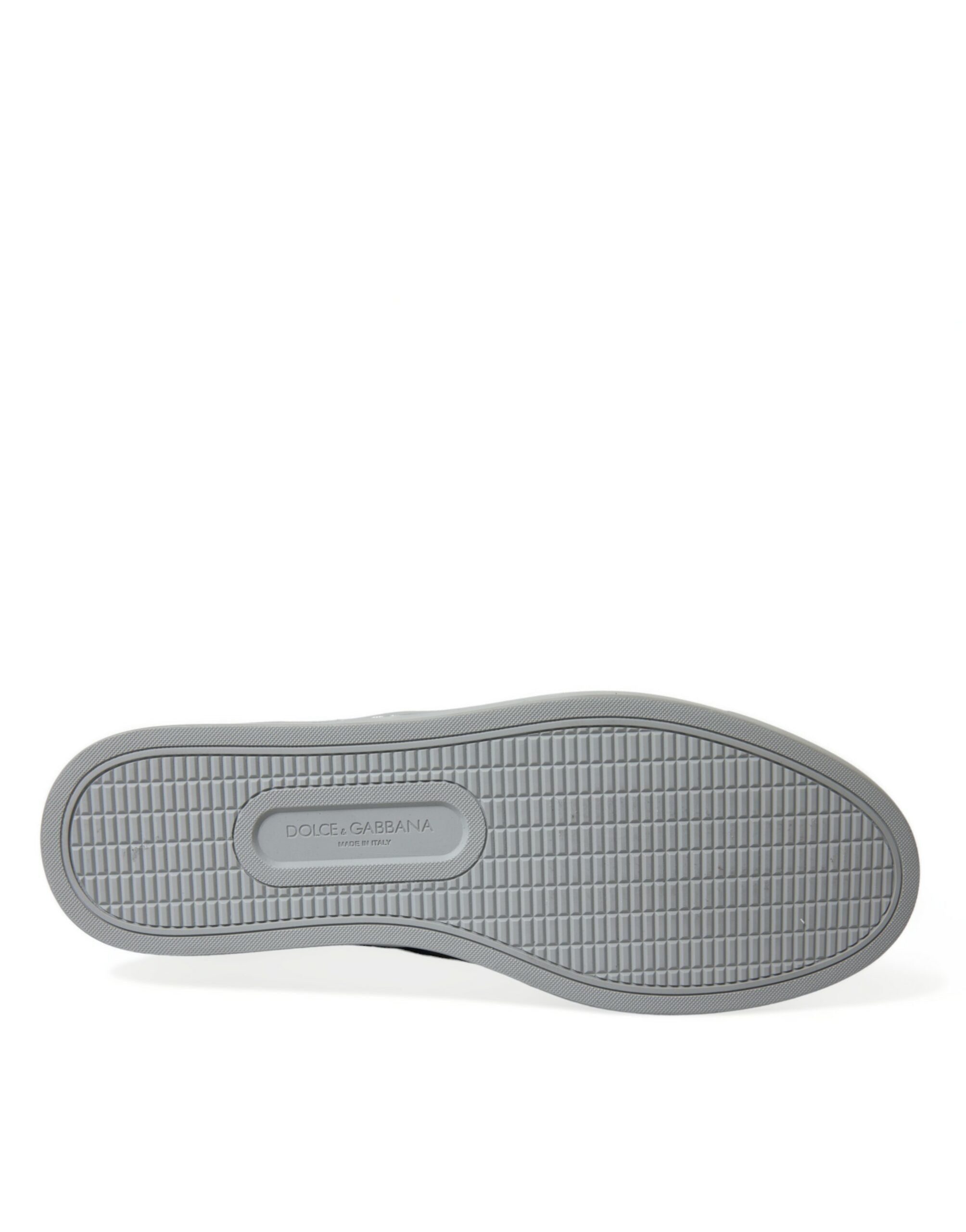 Dolce & Gabbana Blue Calfskin Leopard Mid Top Sneakers Shoes Dolce & Gabbana