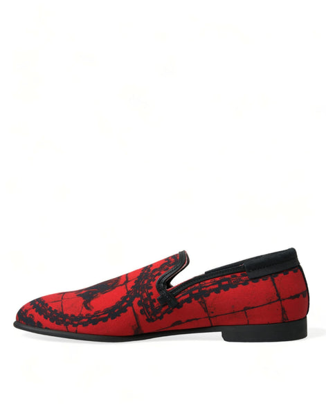 Dolce & Gabbana Red Black Torero Loafers Slippers Men Shoes Dolce & Gabbana