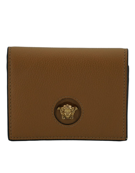 Versace Elegant Compact Leather Wallet in Brown Versace