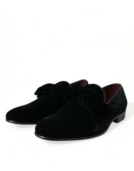 Dolce & Gabbana Black Velvet Loafers Formal Dress Shoes Dolce & Gabbana