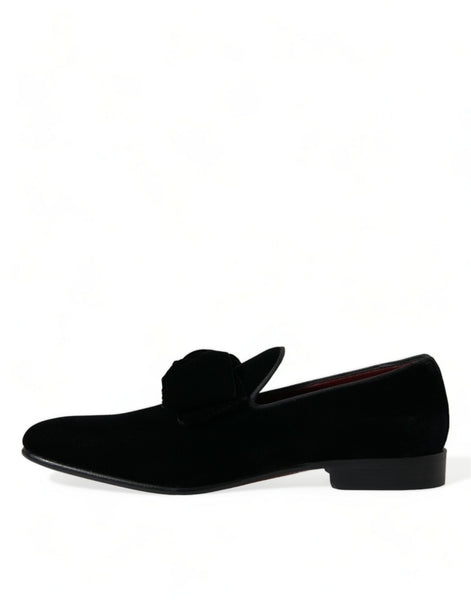 Dolce & Gabbana Black Velvet Loafers Formal Dress Shoes Dolce & Gabbana