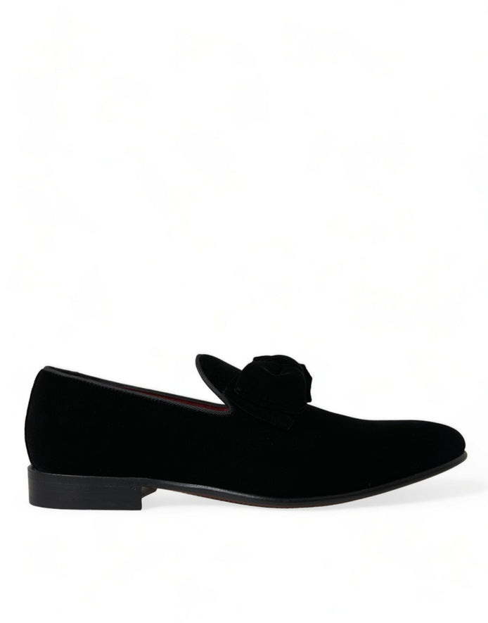 Dolce & Gabbana Black Velvet Loafers Formal Dress Shoes Dolce & Gabbana