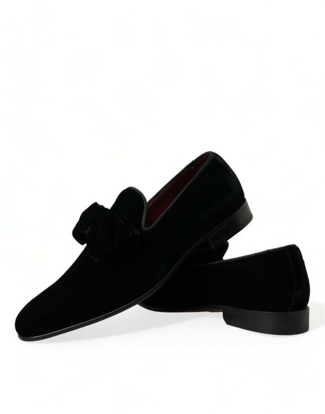 Dolce & Gabbana Black Velvet Loafers Formal Dress Shoes Dolce & Gabbana