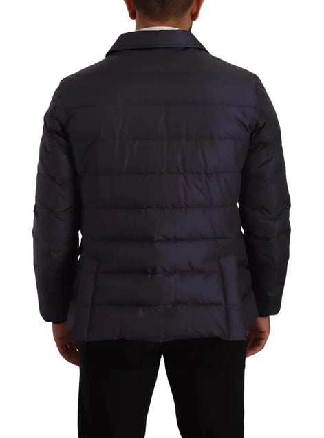 Dolce & Gabbana Blue Silk Goat Coat Blouson Winter Jacket Dolce & Gabbana