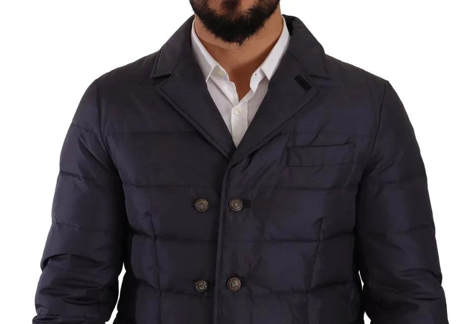 Dolce & Gabbana Blue Silk Goat Coat Blouson Winter Jacket Dolce & Gabbana