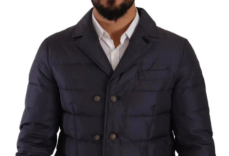 Dolce & Gabbana Blue Silk Goat Coat Blouson Winter Jacket Dolce & Gabbana