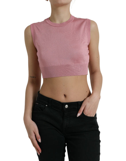 Dolce & Gabbana Pink Crew Neck Cropped Sleeveless Tank Top Dolce & Gabbana