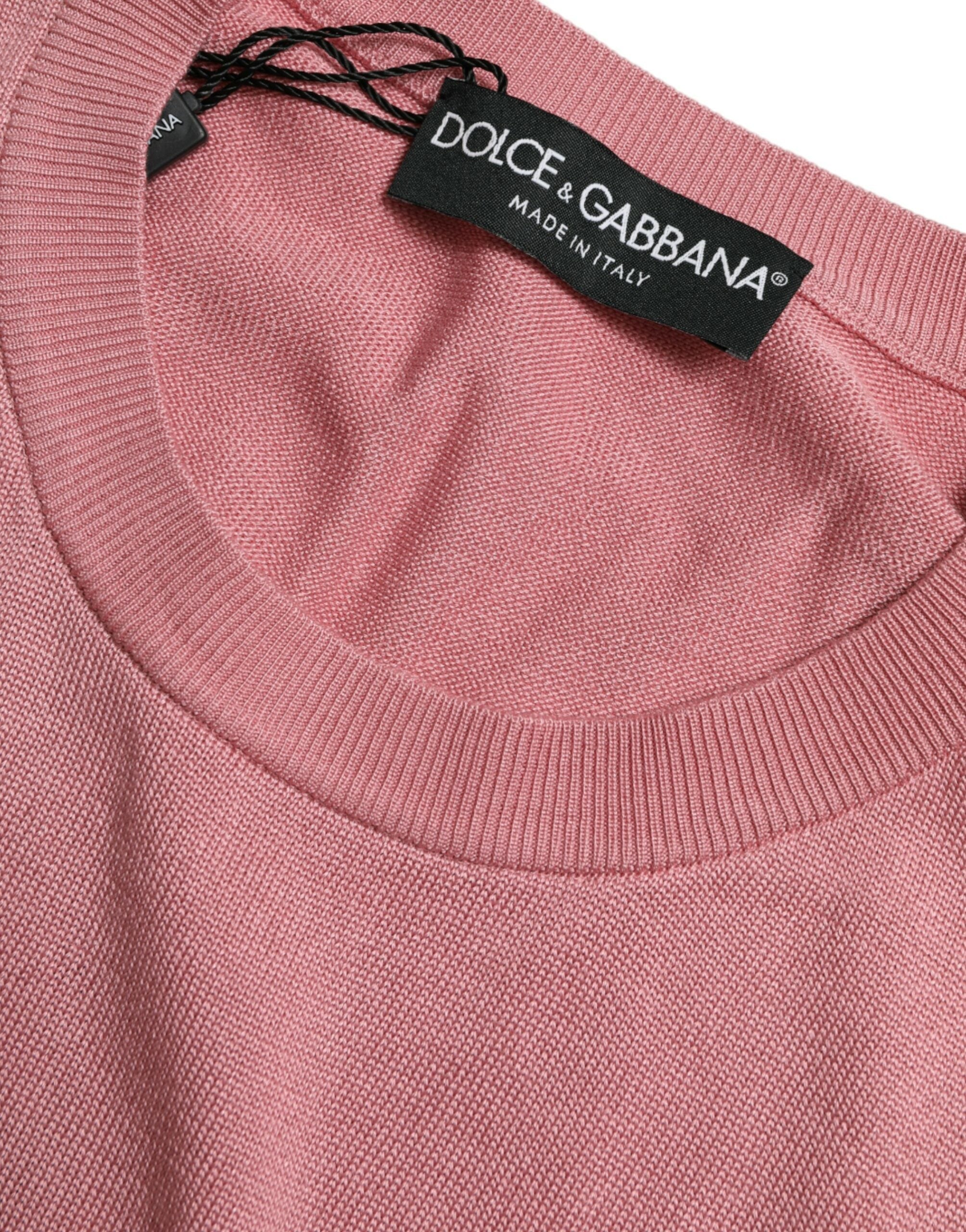 Dolce & Gabbana Pink Crew Neck Cropped Sleeveless Tank Top Dolce & Gabbana