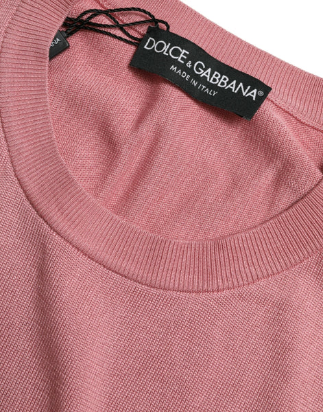Dolce & Gabbana Pink Crew Neck Cropped Sleeveless Tank Top Dolce & Gabbana