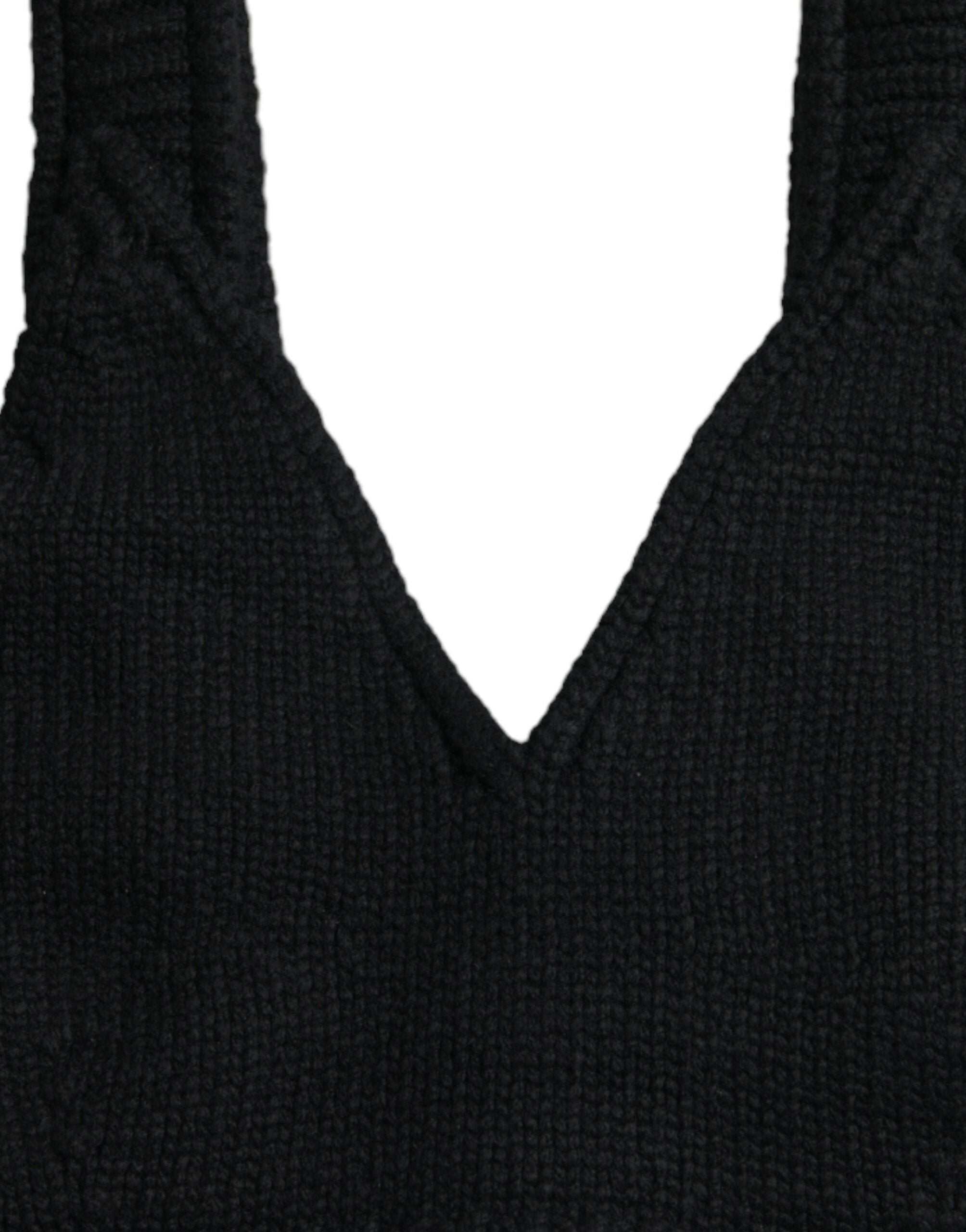 Dolce & Gabbana Black Cropped Cashmere V-neck Bustier Top Dolce & Gabbana