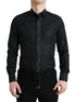 Dolce & Gabbana Black Cotton Logo Formal GOLD Dress Shirt Dolce & Gabbana