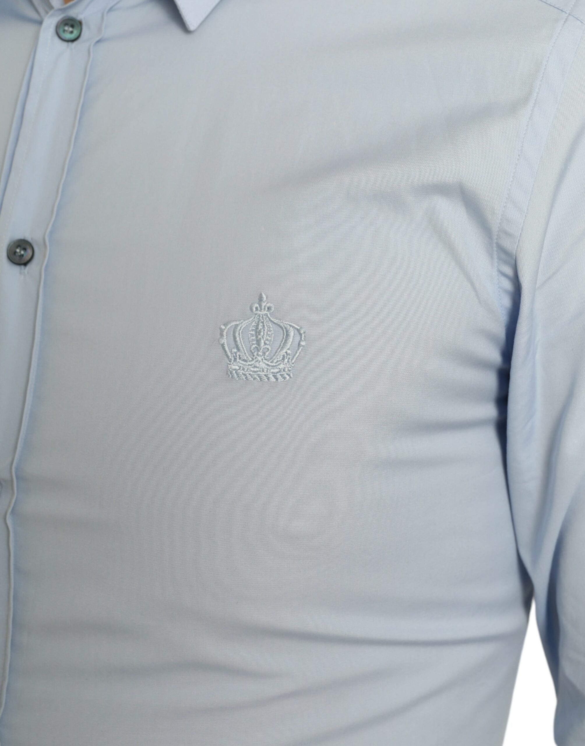 Dolce & Gabbana Sky Blue Cotton Men Formal GOLD Dress Shirt Dolce & Gabbana