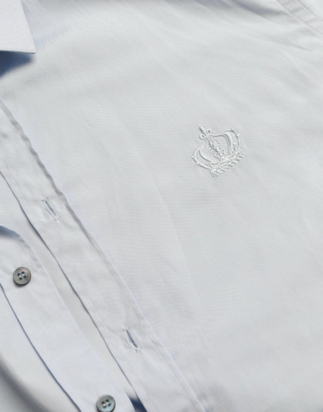 Dolce & Gabbana Sky Blue Cotton Men Formal GOLD Dress Shirt Dolce & Gabbana