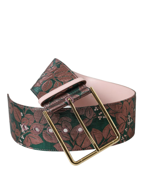 Dolce & Gabbana Multicolor Floral Jacquard Lurex Gold Buckle Belt Dolce & Gabbana