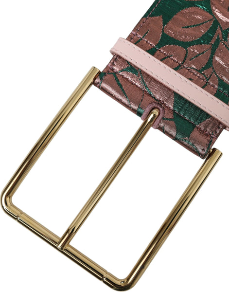 Dolce & Gabbana Multicolor Floral Jacquard Lurex Gold Buckle Belt Dolce & Gabbana