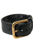Dolce & Gabbana Black Textured Leather Gold Tone Metal Buckle Armband Dolce & Gabbana