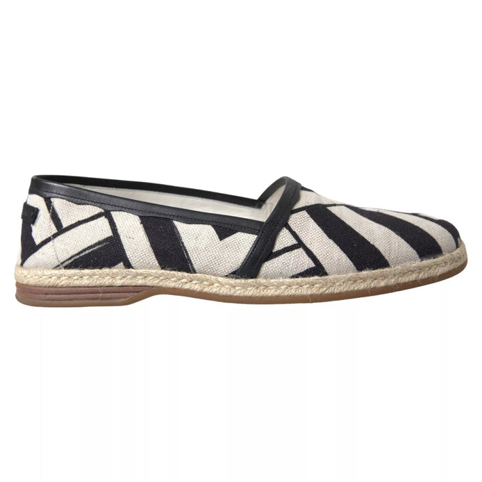 Dolce & Gabbana Black White Stripes Slip On Espadrille Shoes Dolce & Gabbana