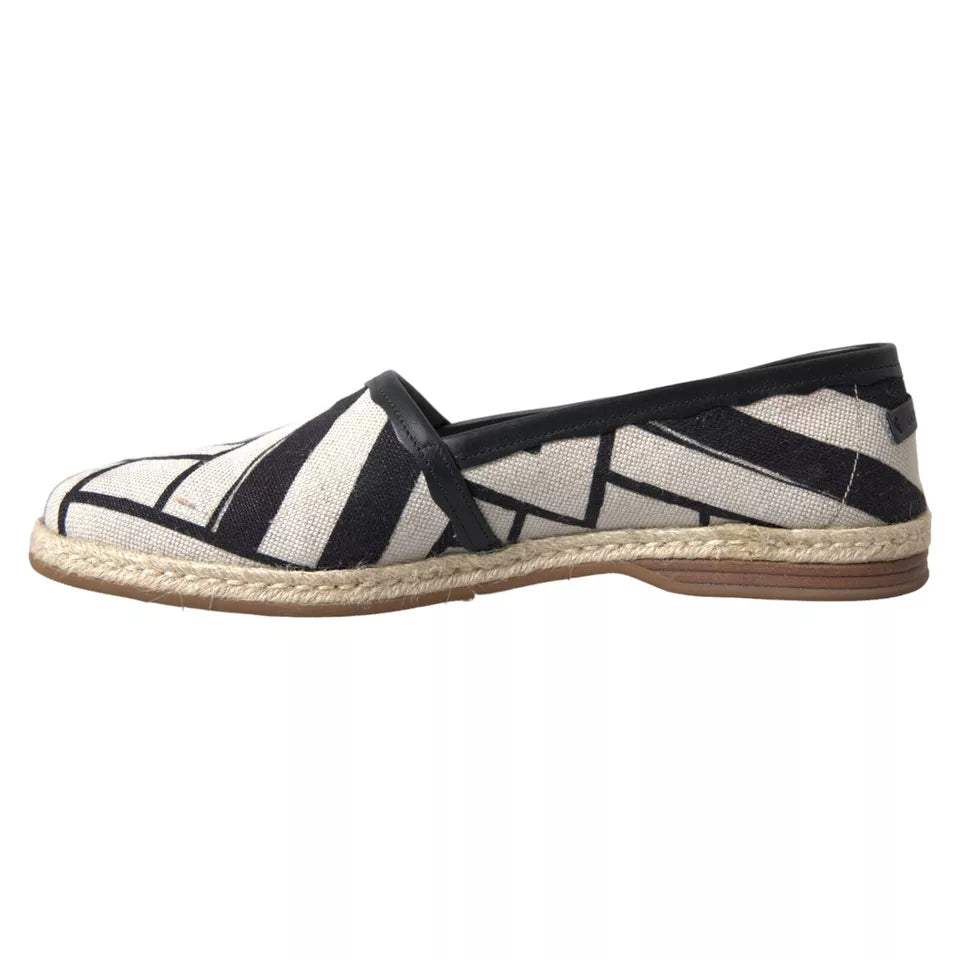 Dolce & Gabbana Black White Stripes Slip On Espadrille Shoes Dolce & Gabbana