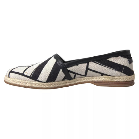 Dolce & Gabbana Black White Stripes Slip On Espadrille Shoes Dolce & Gabbana