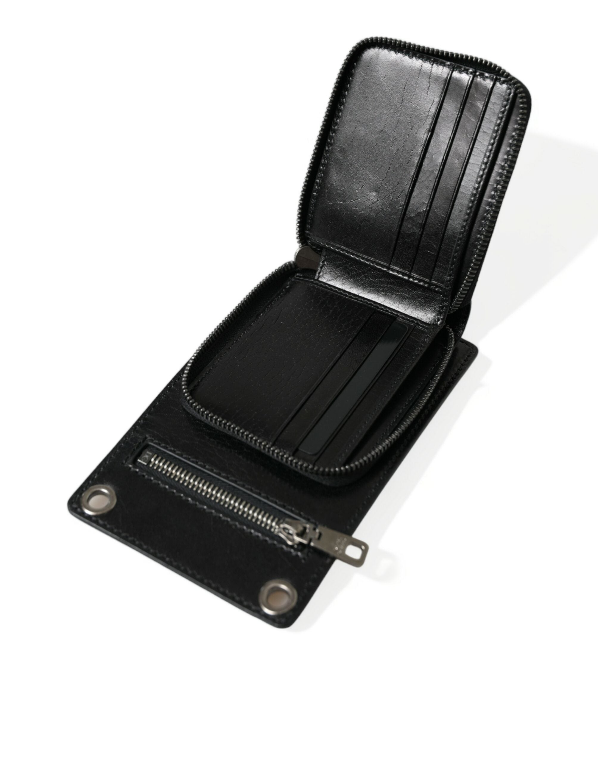 Dolce & Gabbana Wallet Black Horse Leather Zip Logo Cross Body Phone Slot Dolce & Gabbana