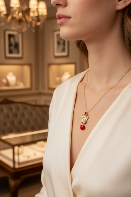 Collier Dolce &amp; Gabbana en laiton doré avec pendentif cœur et chien