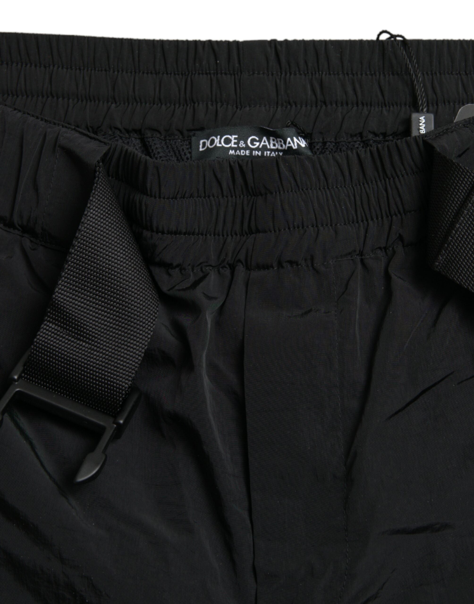 Dolce & Gabbana Black Red Leopard Print Nylon Jogger Pants Dolce & Gabbana