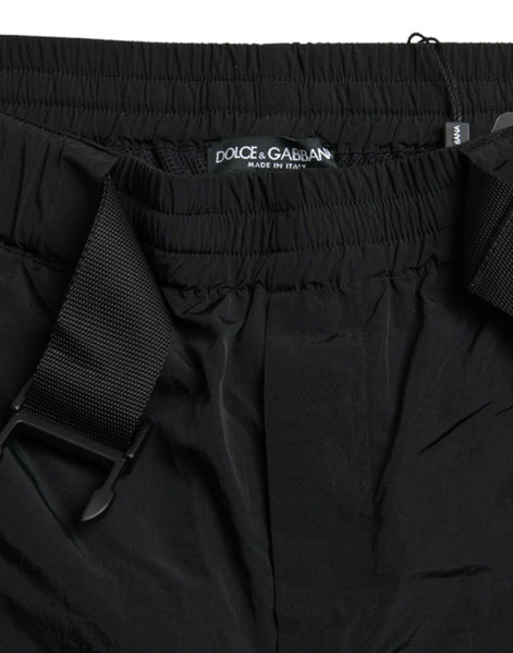 Dolce & Gabbana Black Red Leopard Print Nylon Jogger Pants Dolce & Gabbana