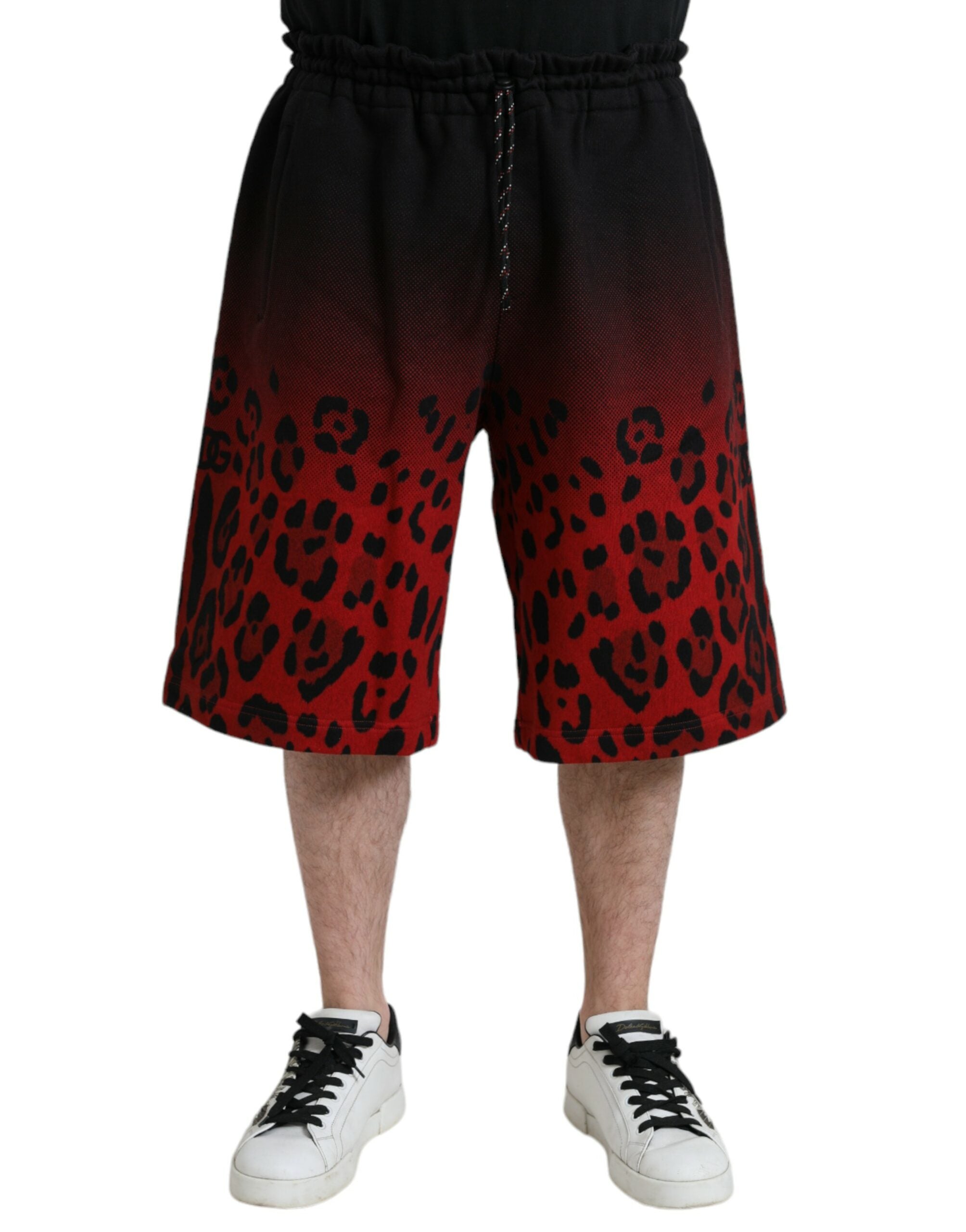 Dolce & Gabbana Red Leopard Print Cotton Bermuda Shorts Dolce & Gabbana