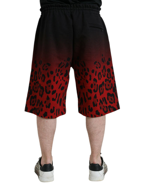 Dolce & Gabbana Red Leopard Print Cotton Bermuda Shorts Dolce & Gabbana