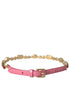 Dolce & Gabbana Pink Leather Crystal Chain Embellished Belt Dolce & Gabbana