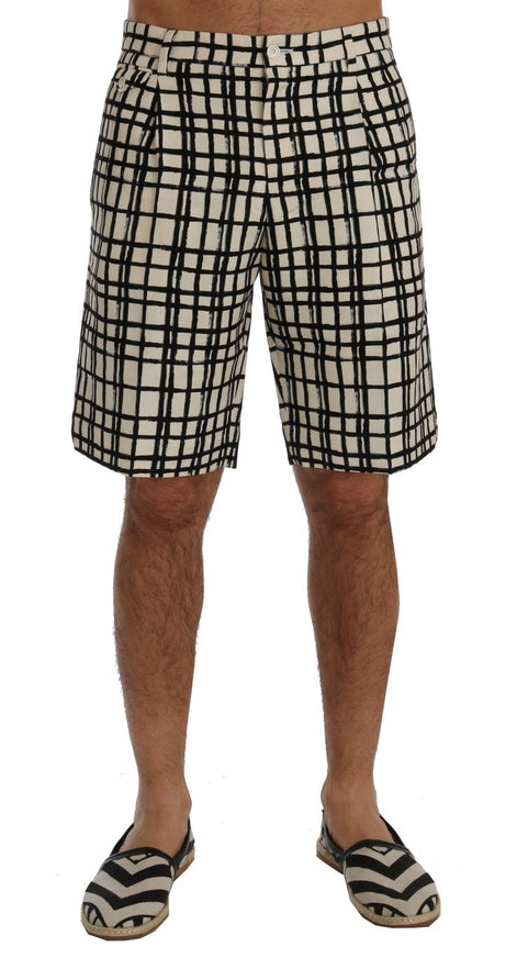 Dolce & Gabbana White Black Striped Casual Shorts Dolce & Gabbana