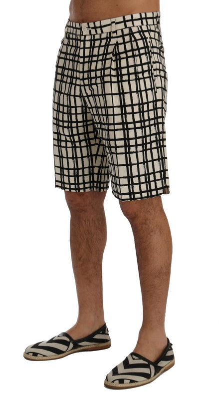 Dolce & Gabbana White Black Striped Casual Shorts Dolce & Gabbana