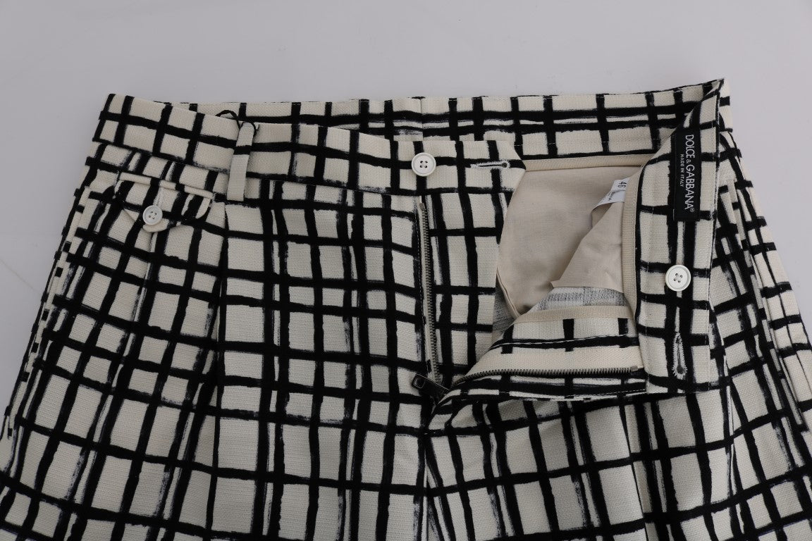 Dolce & Gabbana White Black Striped Casual Shorts Dolce & Gabbana