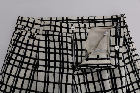 Dolce & Gabbana White Black Striped Casual Shorts Dolce & Gabbana