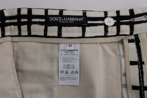 Dolce & Gabbana White Black Striped Casual Shorts Dolce & Gabbana