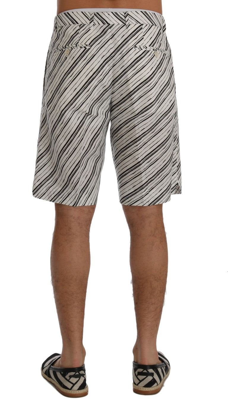 Dolce & Gabbana White Black Striped Casual Shorts Dolce & Gabbana