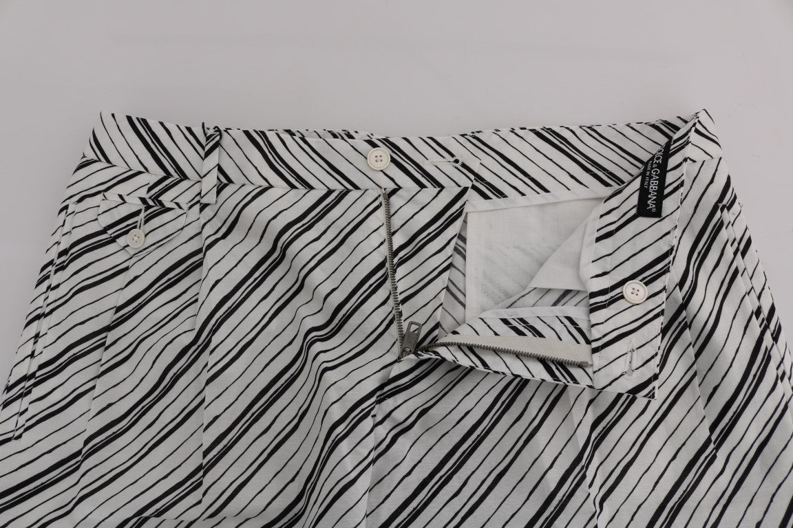 Dolce & Gabbana White Black Striped Casual Shorts Dolce & Gabbana