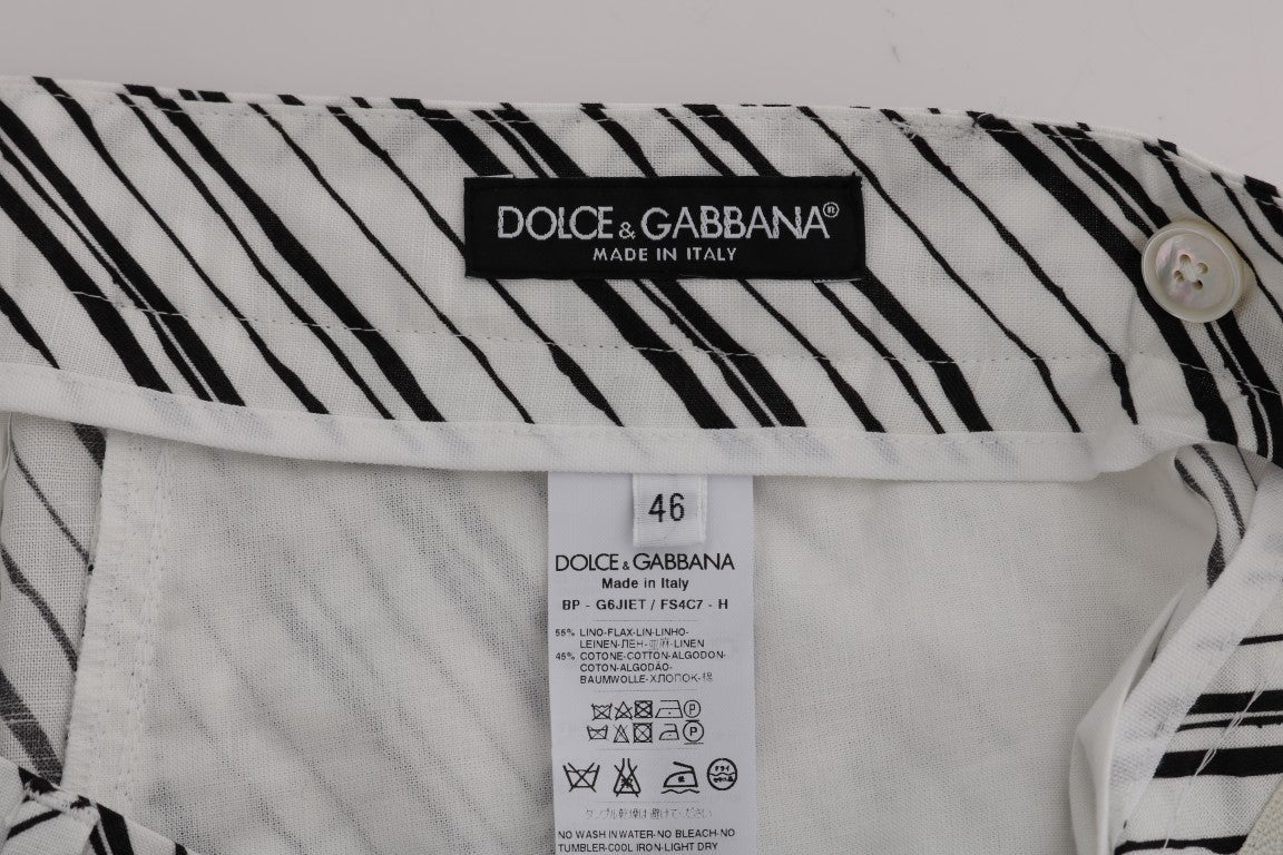 Dolce & Gabbana White Black Striped Casual Shorts Dolce & Gabbana