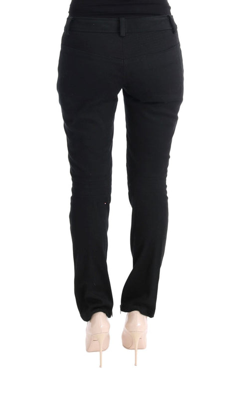 Ermanno Scervino Black Cotton Slim Fit Casual Pants Ermanno Scervino