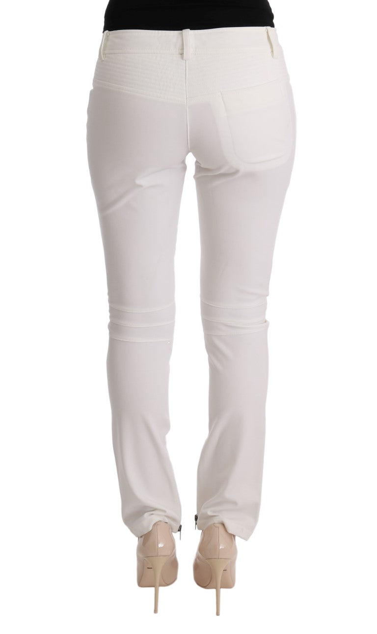 Ermanno Scervino White Cotton Slim Fit Casual Pants Ermanno Scervino