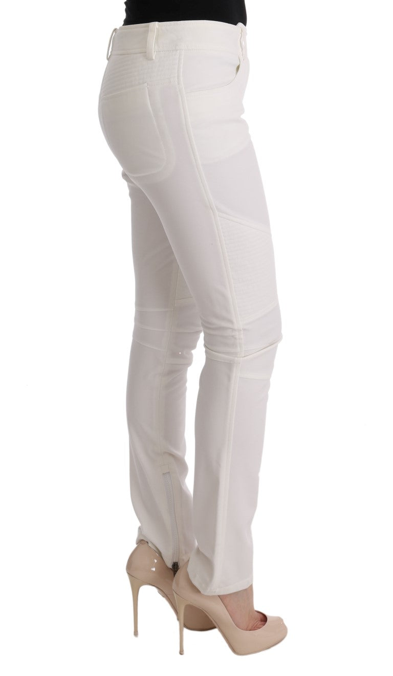 Ermanno Scervino White Cotton Slim Fit Casual Pants Ermanno Scervino