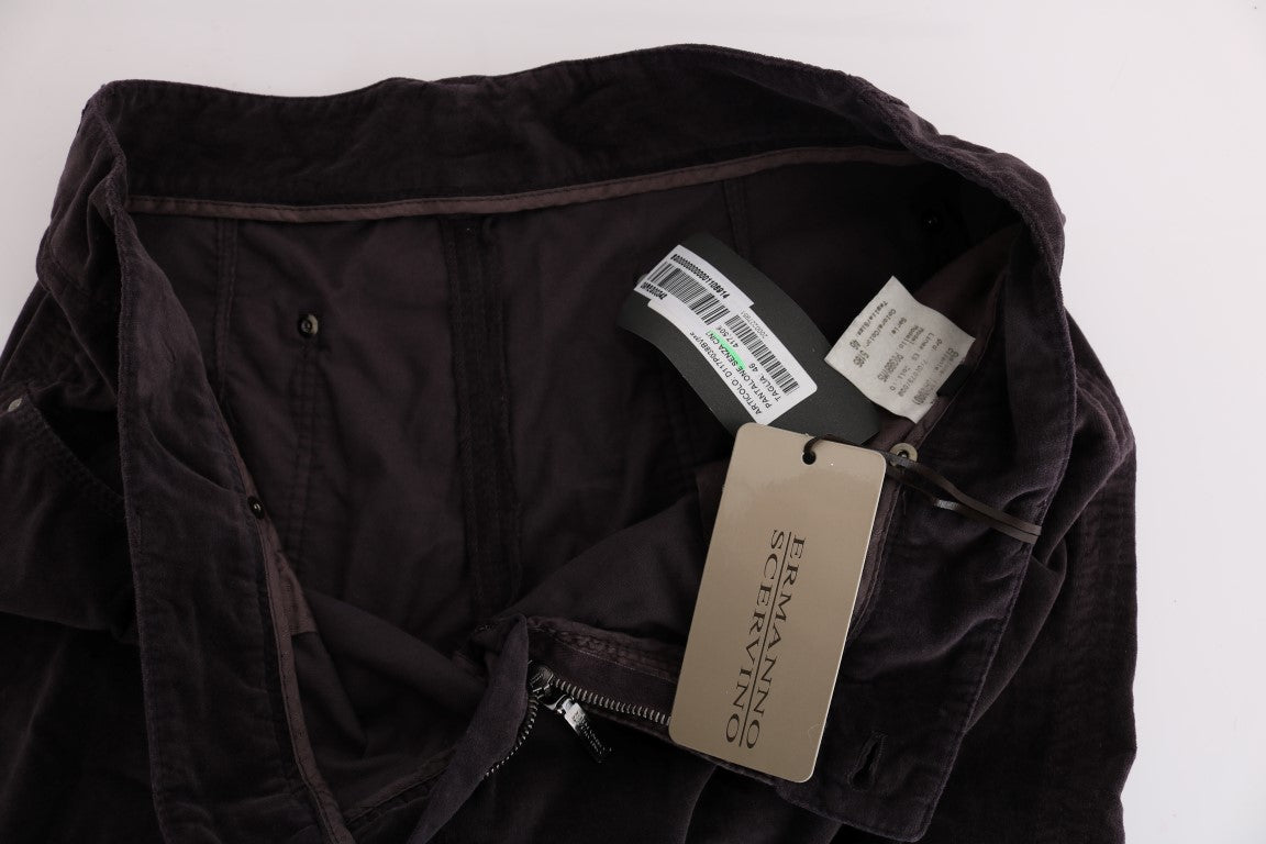 Ermanno Scervino Brown Cotton Cropped Casual Pants Ermanno Scervino