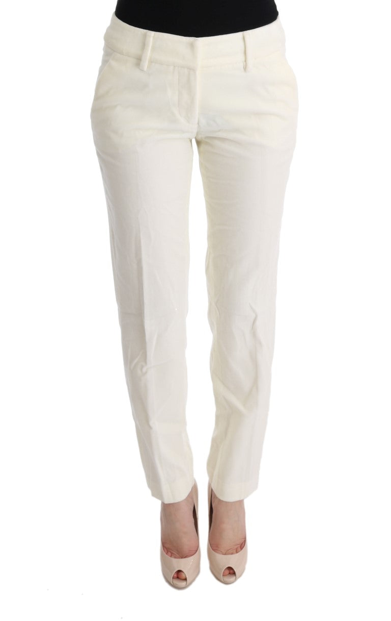 Ermanno Scervino White Cotton Regular Fit Casual Pants Ermanno Scervino