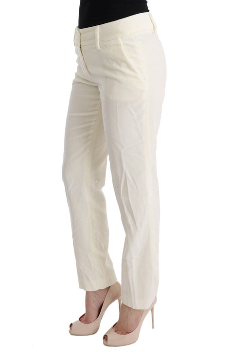 Ermanno Scervino White Cotton Regular Fit Casual Pants Ermanno Scervino