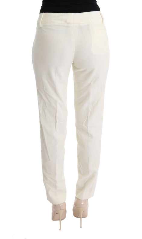 Ermanno Scervino White Cotton Regular Fit Casual Pants Ermanno Scervino