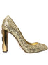 Dolce & Gabbana Gold Sequin Crystal Heels Pumps Shoes Dolce & Gabbana