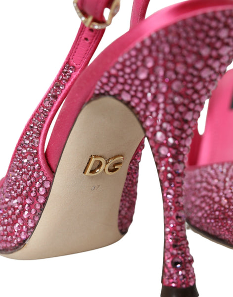 Dolce & Gabbana Pink Slingbacks Crystal Pumps Shoes Dolce & Gabbana