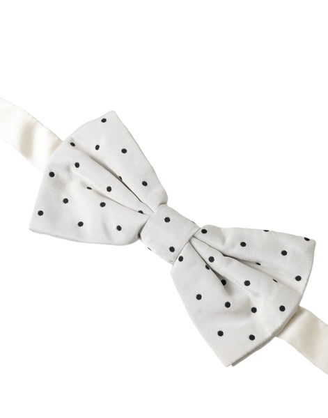 Dolce & Gabbana White Black Polka Dot Polyester Bow Tie Men Dolce & Gabbana