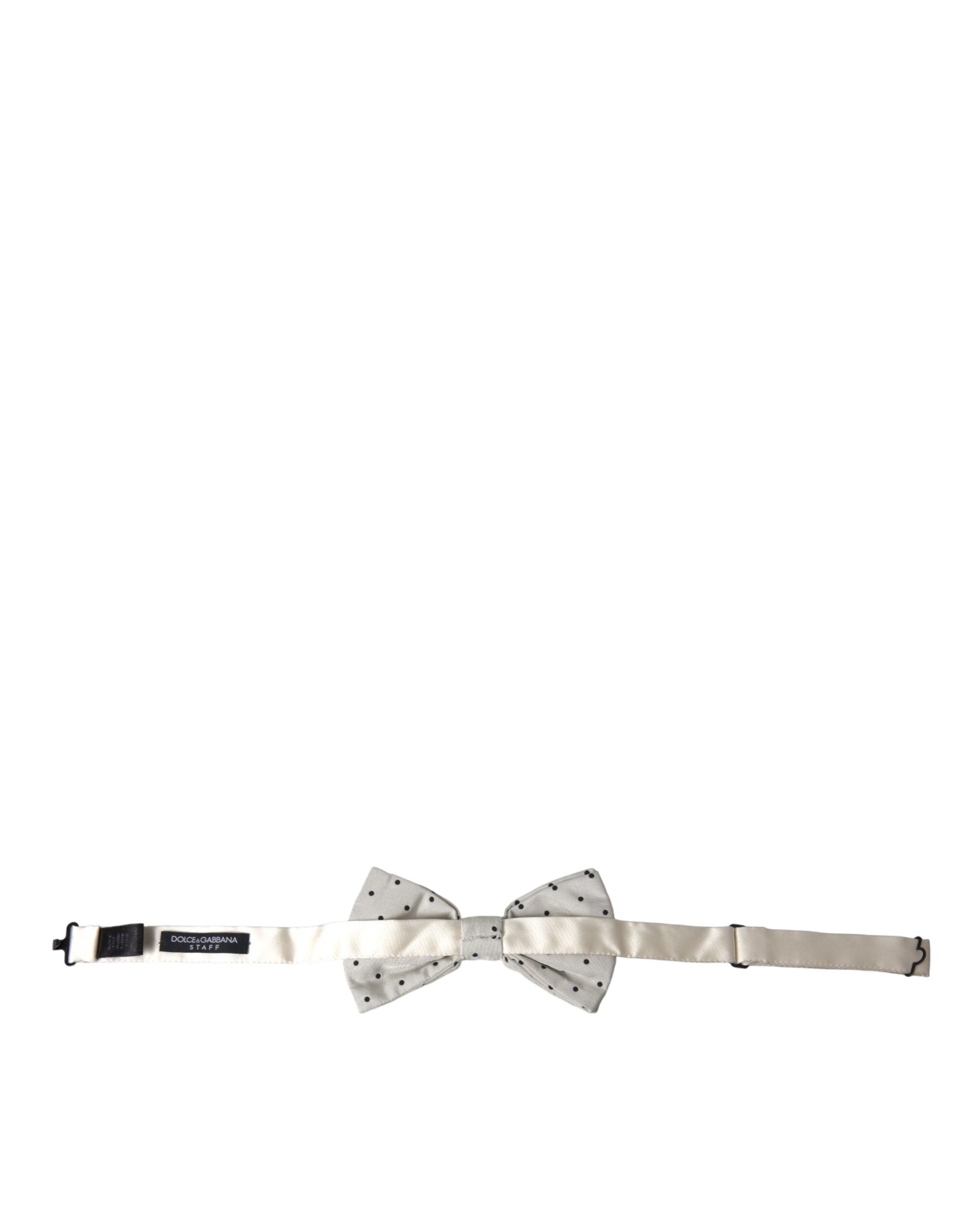 Dolce & Gabbana White Black Polka Dot Polyester Bow Tie Men Dolce & Gabbana