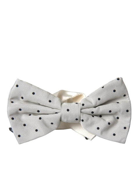 Dolce & Gabbana White Black Polka Dot Polyester Bow Tie Men Dolce & Gabbana